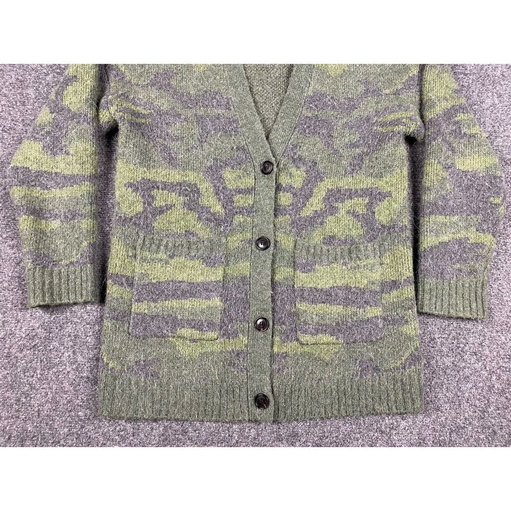 Rails Runi Green Gray Camo Button Cardigan Alpaca Wool Womens Medium Warm - Picture 3 of 10